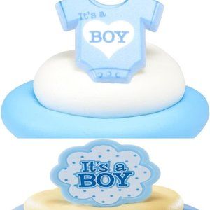 3 Dozen BABY BOY CUPCAKE TOPPER (37) RINGS- Baby Shower- Welcome Home Party- NEW